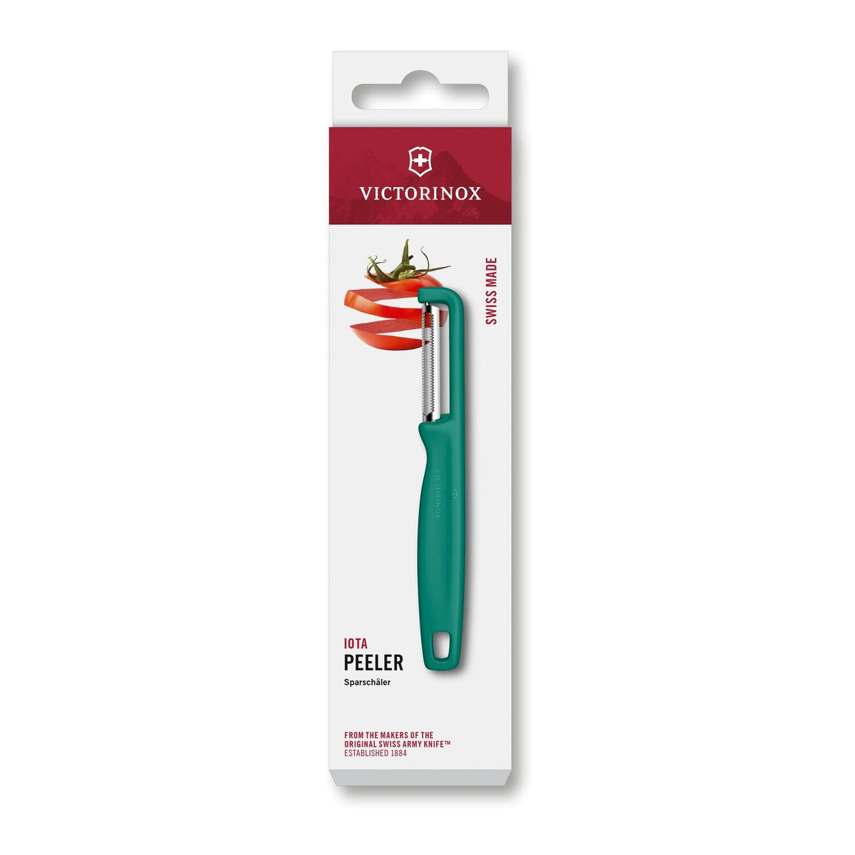 Victorinox Stabschäler mit gezackter Klinge, IOTA SPARSCHÄLER, ZACKENSCHLIFF, ZWEISCHNEIDIG, GRÜN, Grün